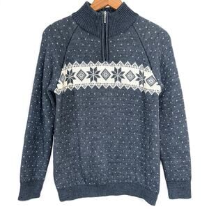 Jotunheim of Norway Kids Grey Fisherman Fair Isle Chunky Wool Sweater Size 14